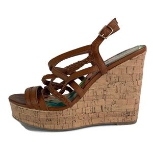 Madden Girl Brown Cork Wedge Sandal 8